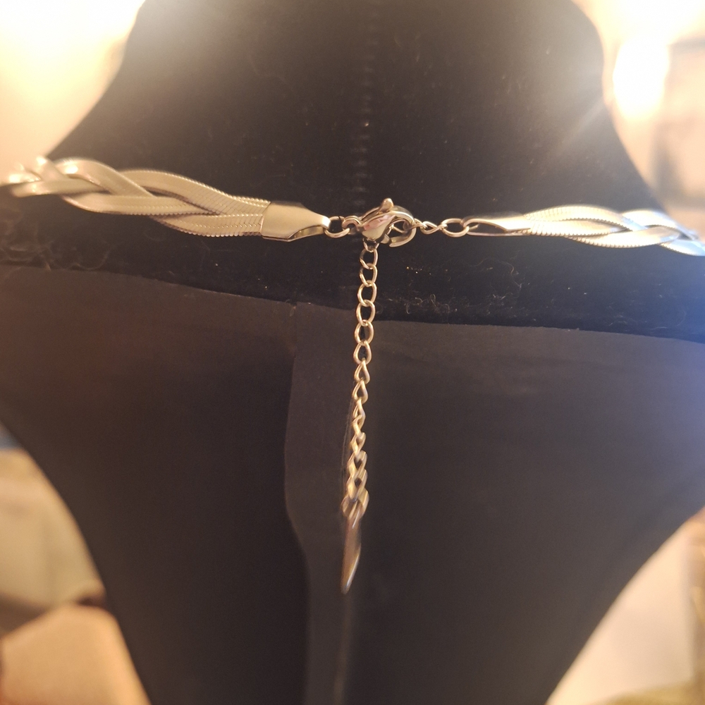 Adjustable Elegant S925 Silver Herringbone Braided Necklace - Picture 5 of 12